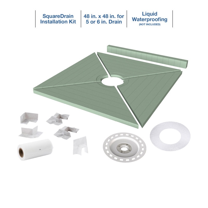 Quickdrain SDL4848L Square Drain Pan Kit Liquid Waterproof 48X48In Lf