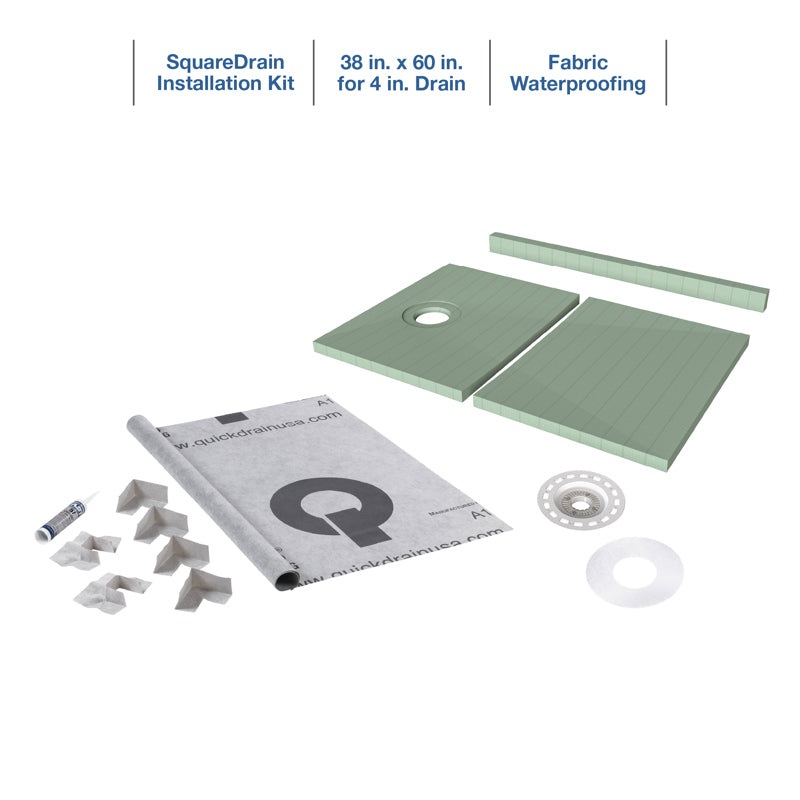 Quickdrain SDS3860SO Square Drain Pan Kit Sheet Waterproof 38X60In Sfo