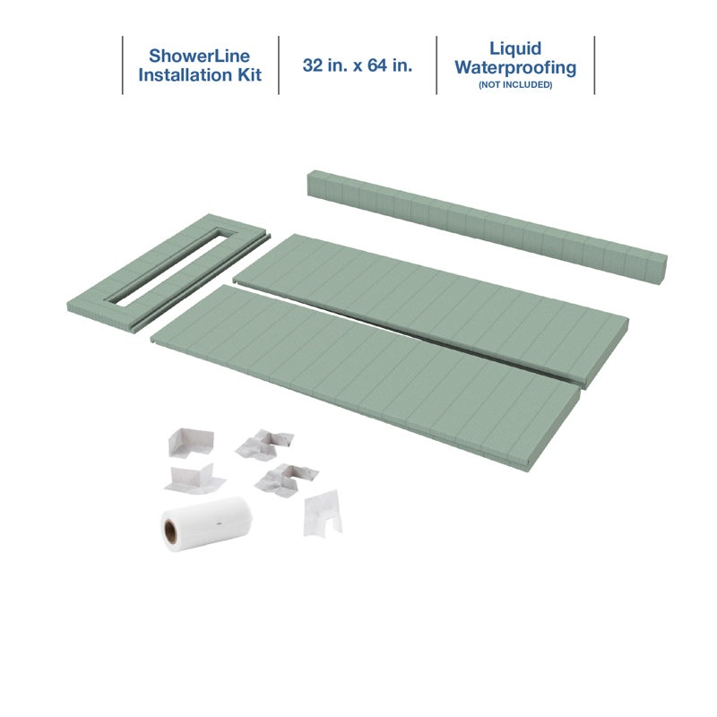 Quickdrain SLPL3264 Showerline Pan Kit Liq Wtr 32X64In