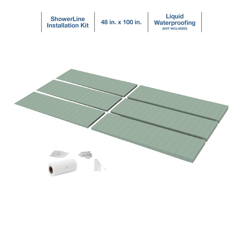 Quickdrain SLPL4800A Showerline Pan Kit Ada Liq Wtr 48X100In