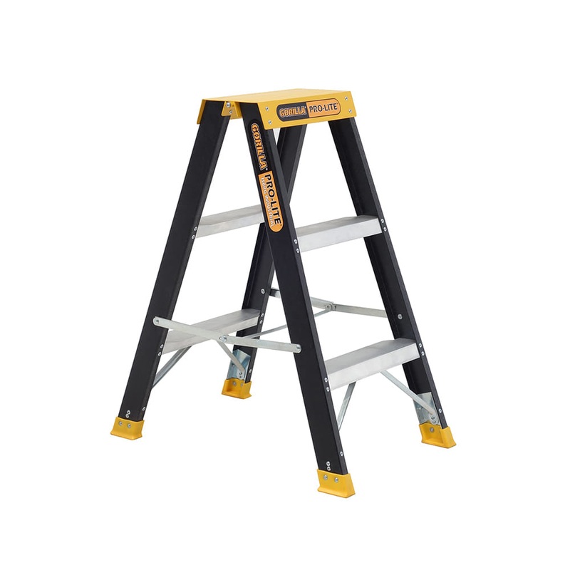 Double sided A-frame ladder 3 Step (0.85m) Pro-Lite Fibreglass 150kg Industrial