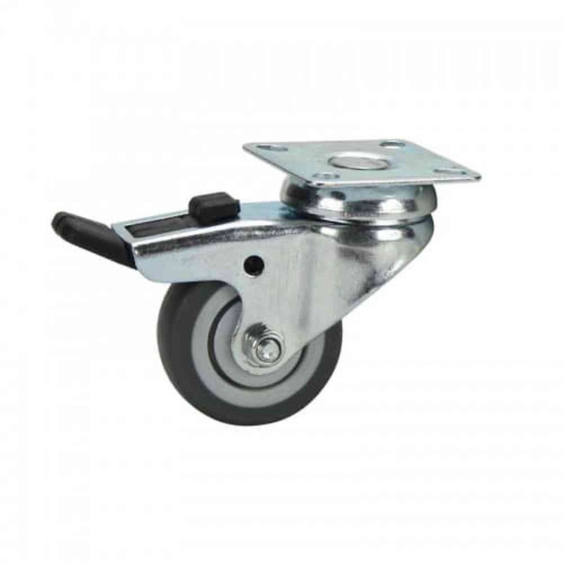 Castor Swivel 50mm Rubber Grey Brake