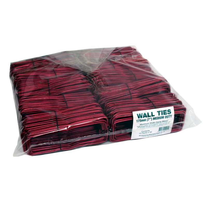 Cavity Wall Ties 175mm  red Medium Pk50