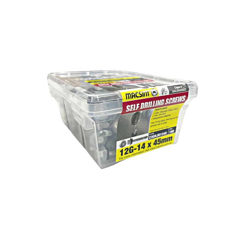 Metal Screw C3 Hex-Ws 12Gx45 [Pk 100]