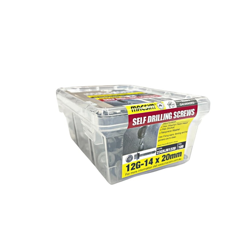 Screws Hex Gal SDS 12x20mm [Pk 100]