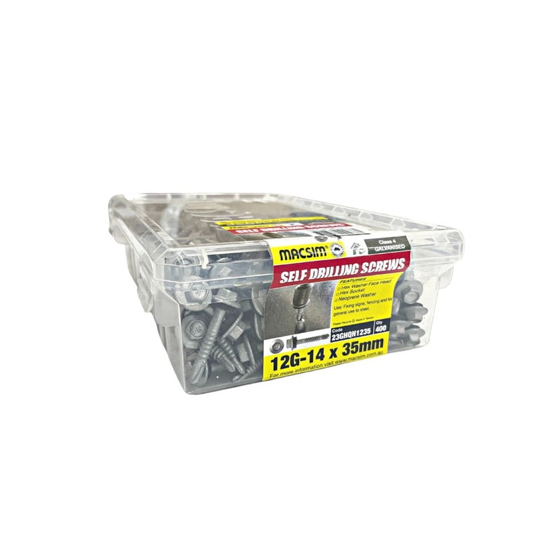 Screws Hex Gal SDS 12x35mm [Pk 400]