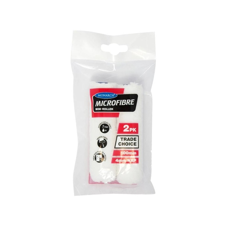 Mini Roller M/Fibre 100mm 4mm 2pk Monarch