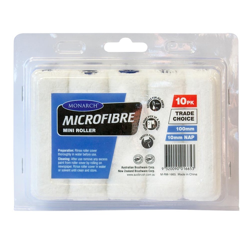 Mini Roller Microfibre 100mm x 10mm ( Pk 10 ) Monarch