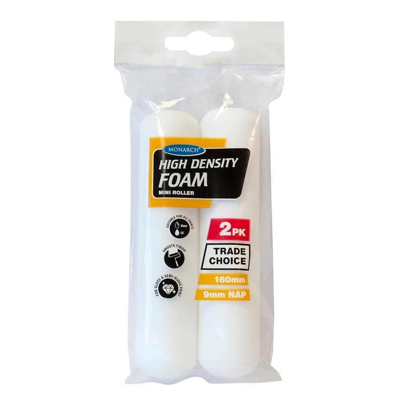 Mini Rollers Foam Hight Density 160 x 9mm (2pk) Monarch