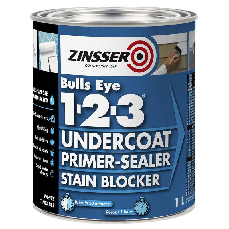 Zinsser Bulls Eye 123 White Primer Water Based 1lt