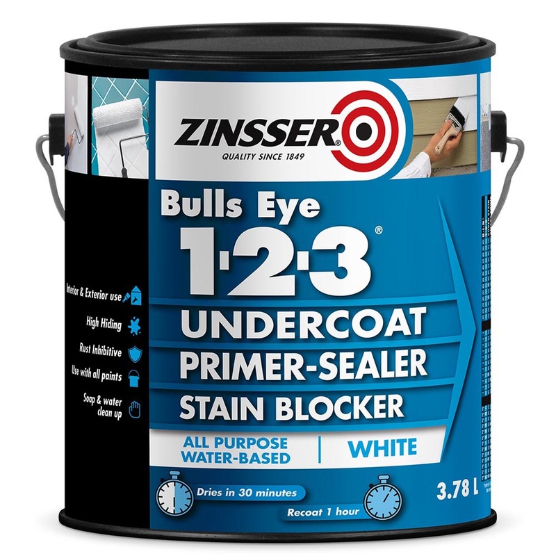 Zinsser Bulls Eye 123 White Primer Water Based 3.78lt