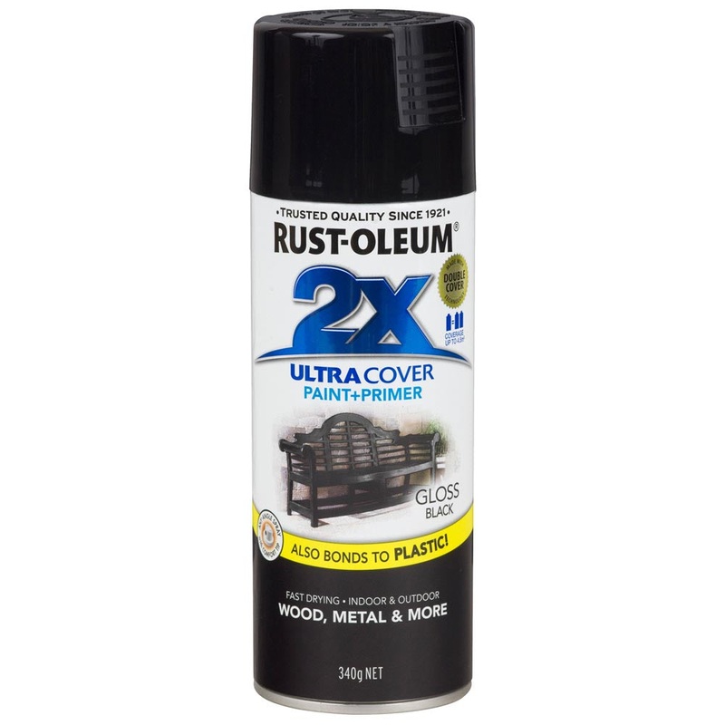 Rust-Oleum 2X Ultra Cover Spray Paint Black Gloss 340g
