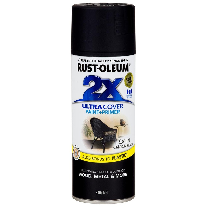 Rust-Oleum 2X Ultra Cover Spray Paint Canyon Black Satin 340g