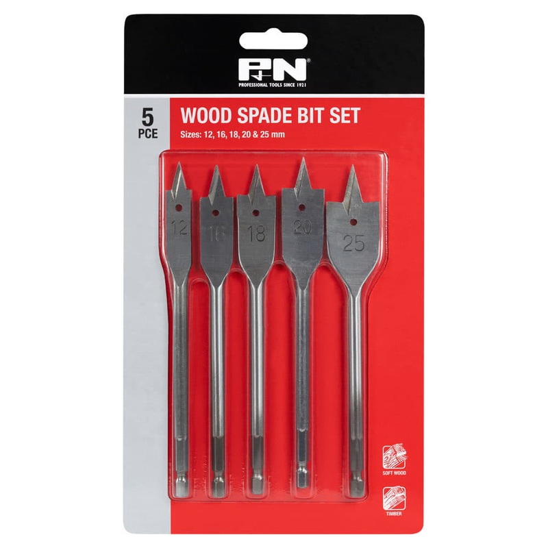 Drill Set Spade Bit 5pce 12mm-25mm