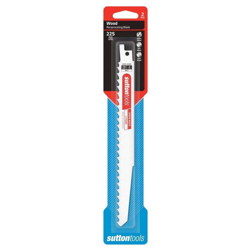 Recip Blade 225x19mm Green Wood 2pk Sutton