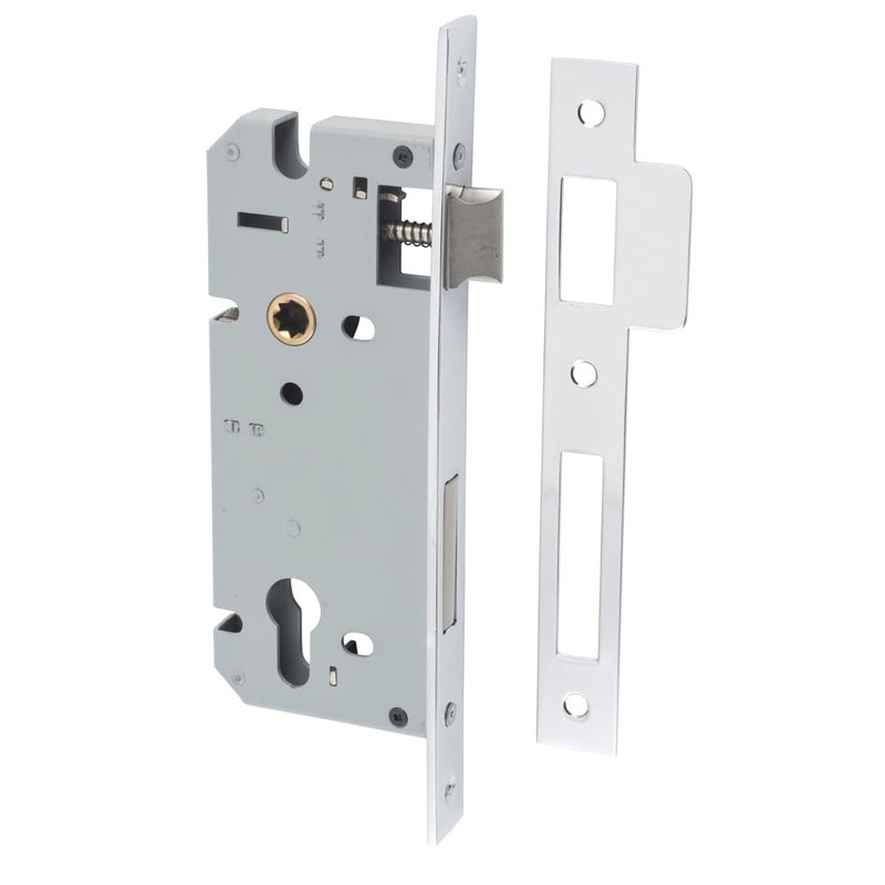 Mortice Lock Euro Polished Chrome CTC85mm Backset 45mm