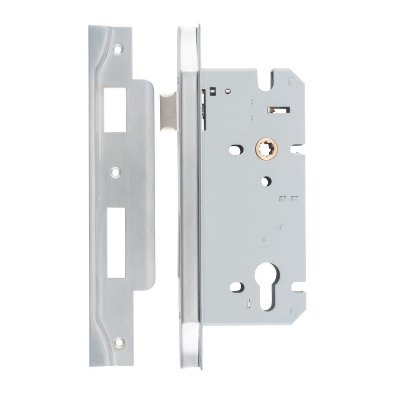 Mortice Lock Euro Rebated Brushed Chrome CTC85mm Backset 60mm