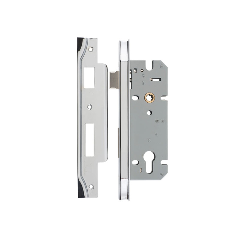 Mortice Lock Euro Rebated Polished Chrome CTC85mm Backset 45mm