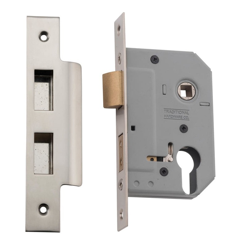 Mortice Lock Euro Satin Nickel CTC47.5mm Backset 46mm