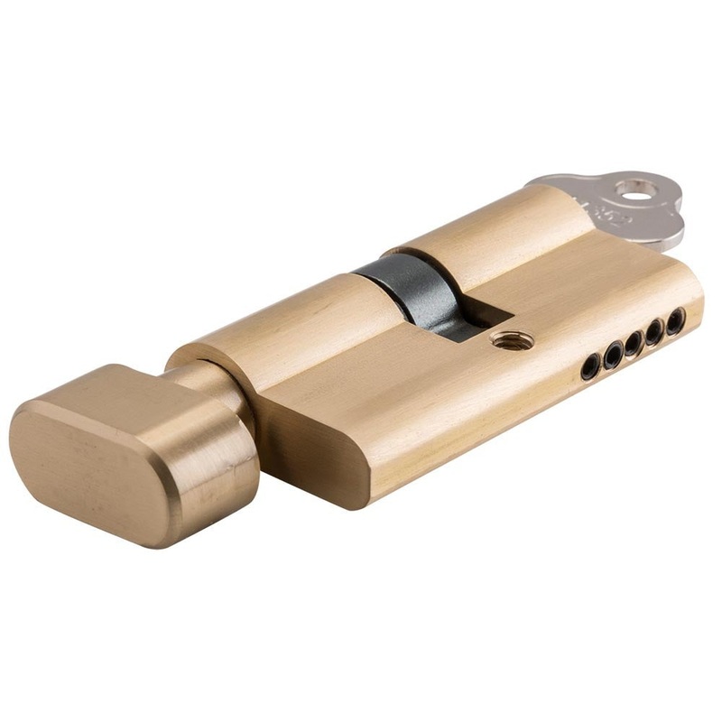 SDG Euro Cylinder Key Thumb 5 Pin Brushed Brass 65mm