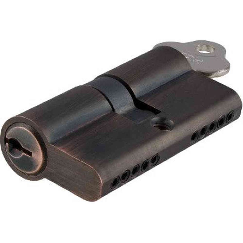 TRADCO & IVER EURO CYLINDER DUAL FUNCTION 5 PIN ANTIQUE COPPER 65MM