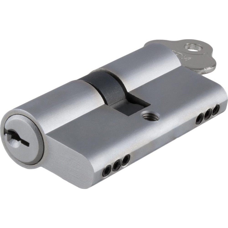 Tradco & Iver Euro Cylinder Key Key 3 Pin Brushed Chrome 45mm