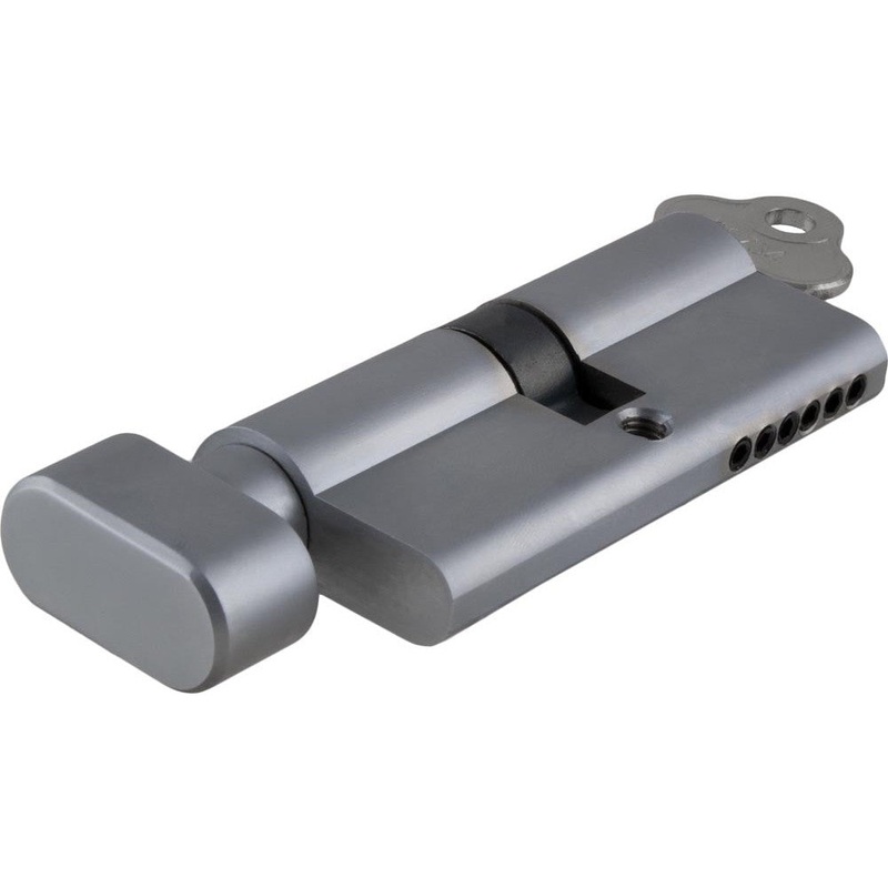 Tradco & Iver Euro Cylinder Key Thumb 5 Pin Brushed Chrome 65mm
