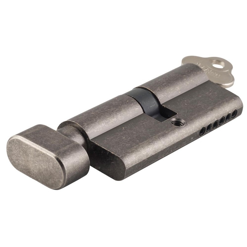 Tradco & Iver Euro Cylinder Key Thumb 5 Pin Distressed Nickel 65mm