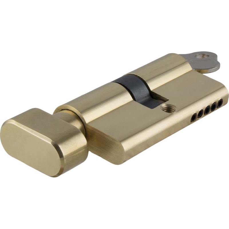 Tradco & Iver Euro Cylinder Key Thumb 5 Pin Polished Brass 65mm