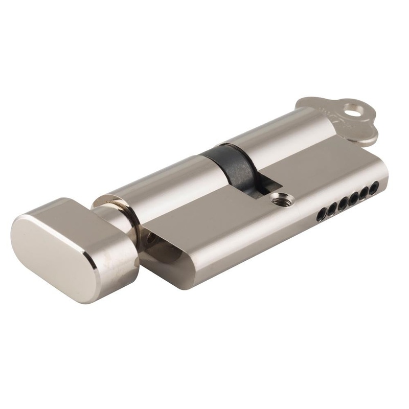 Tradco & Iver Euro Cylinder Key Thumb 5 Pin Satin Nickel 65mm