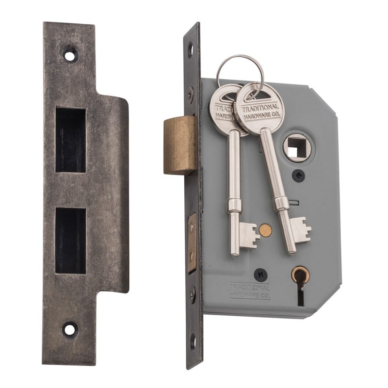 Mortice Lock 5 Lever Rumbled Nickel CTC57mm Backset 46mm