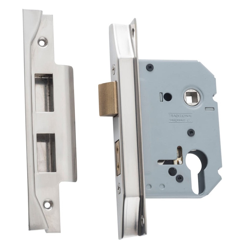 Mortice Lock Euro Rebated Satin Nickel CTC47.5mm Backset 57mm