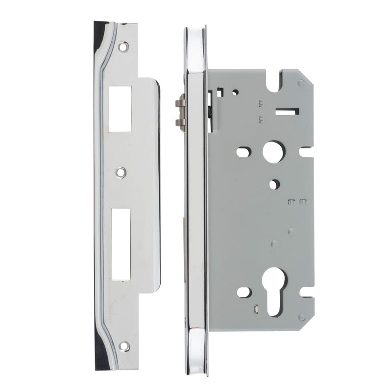 Mortice Lock Roller Euro Rebated Polished Chrome CTC85mm Backset 60mm