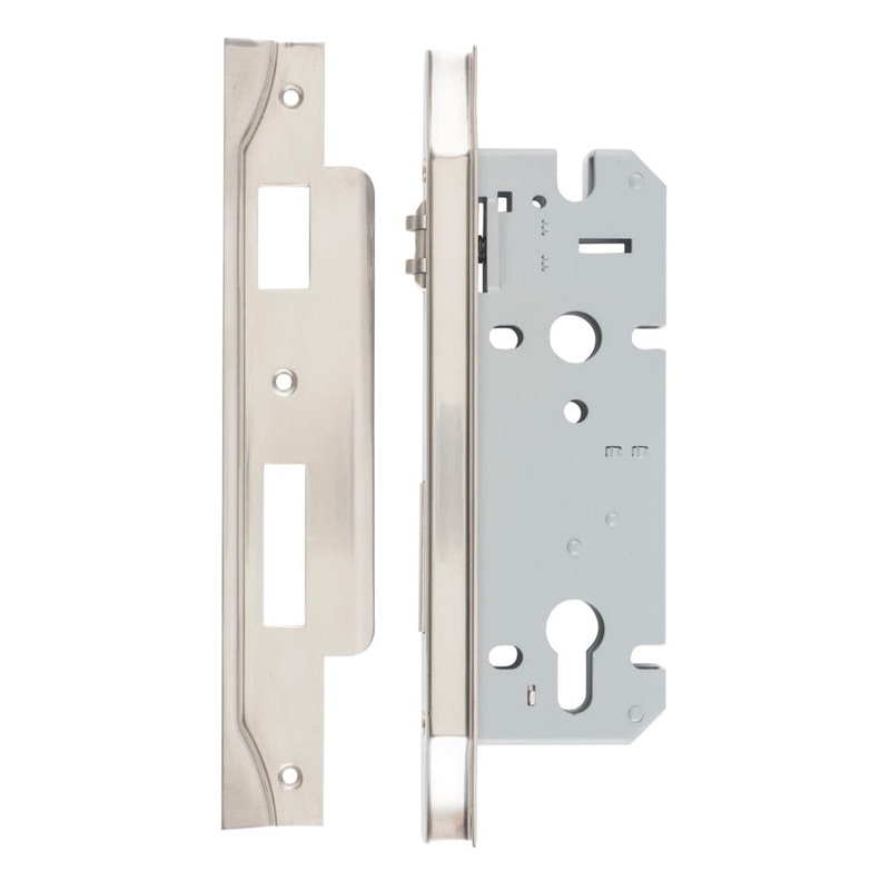 Mortice Lock Roller Euro Rebated Satin Nickel CTC85mm Backset 45mm