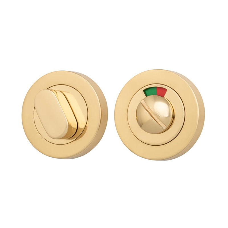 Privacy Turn Oval with Indicator Concealed Fix Round Polished Brass