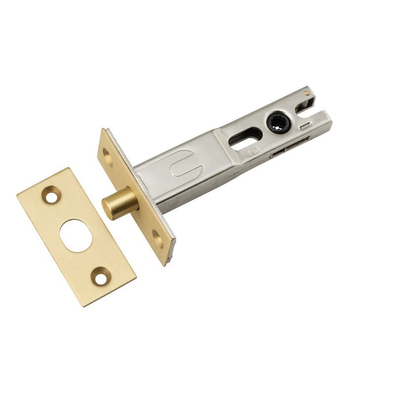 Privacy Bolt Round Bolt Brushed Brass Backset 70mm