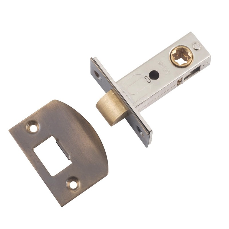 Tube Latch Split Cam Hard Sprung ‘D’ Striker Antique Brass Backset 45mm