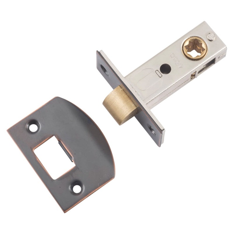 Tube Latch Split Cam Hard Sprung ‘D’ Striker Antique Copper Backset 45mm