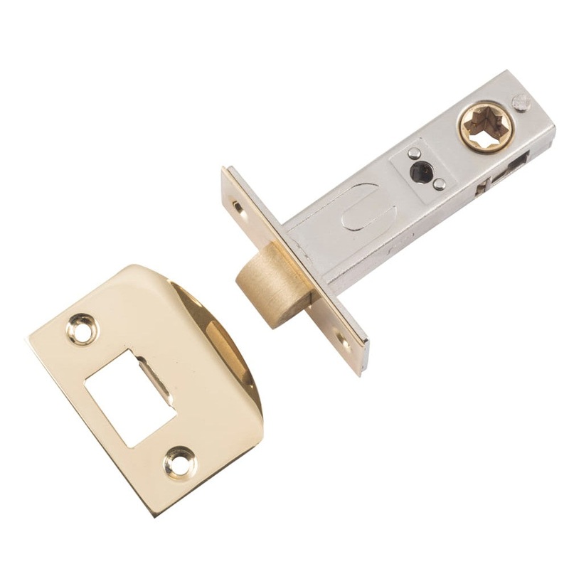 Tube Latch Split Cam Hard Sprung ‘D’ Striker Polished Brass Backset 60mm