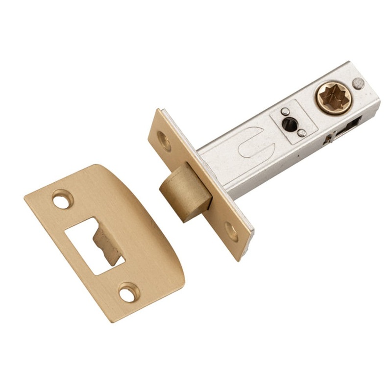 Tube Latch Split Cam Hard Sprung ‘D’ Striker Satin Brass Backset 60mm