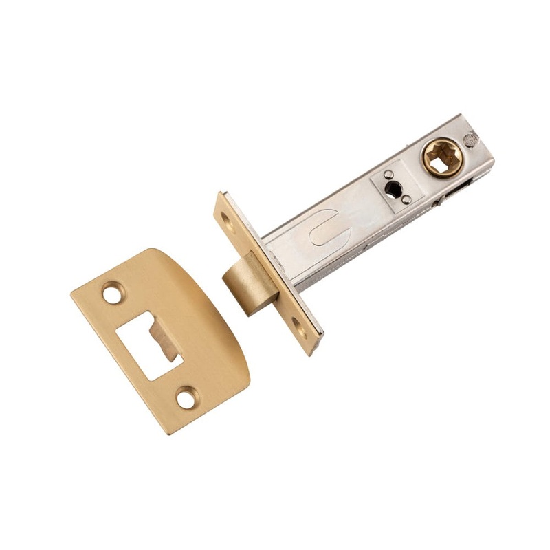 Tube Latch Split Cam Hard Sprung ‘D’ Striker Satin Brass Backset 70mm