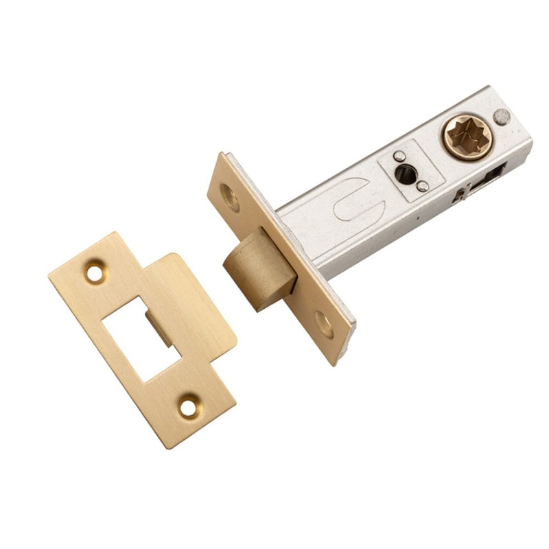 Tube Latch Split Cam Hard Sprung ‘T’ Striker Brushed Brass Backset 60mm