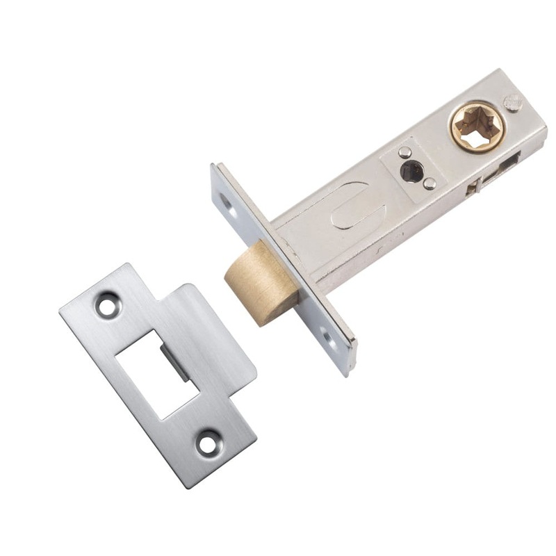 Tube Latch Split Cam Hard Sprung ‘T’ Striker Brushed Chrome Backset 60mm