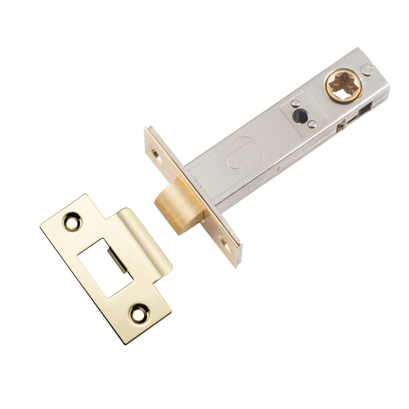 Tube Latch Split Cam Hard Sprung ‘T’ Striker Polished Brass Backset 70mm