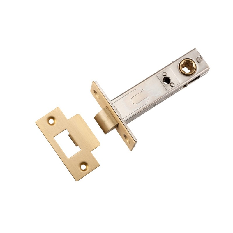 Tube Latch Split Cam ‘T’ Striker Brushed Brass Backset 70mm