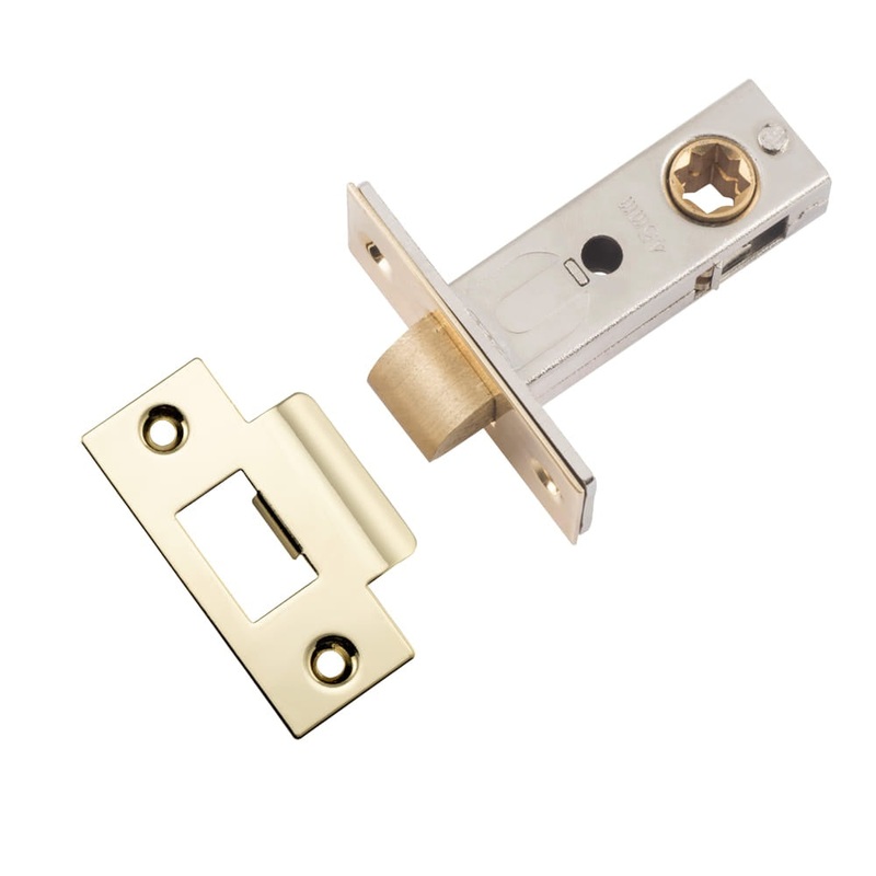 Tube Latch Split Cam ‘T’ Striker Polished Brass Backset 45mm