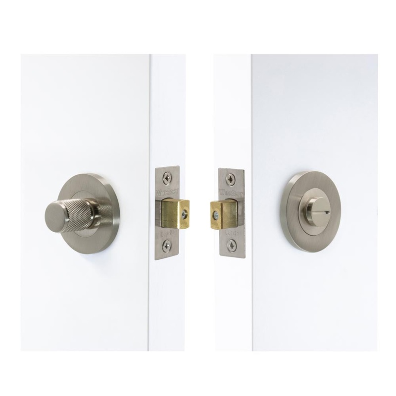 Windsor Privacy Set Knurled 57mm Backset Brushed Nickel