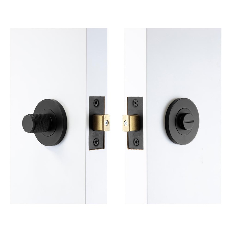 Windsor Privacy Set Knurled 57mm Backset Matt Black