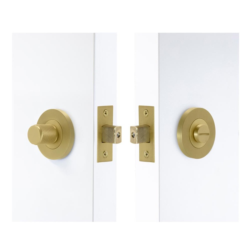 Windsor Privacy Set Knurled 57mm Backset Matt Satin Brass