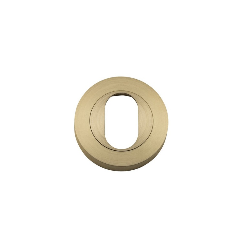 Escutcheon Oval Round Pair Brushed Brass D52xP10mm
